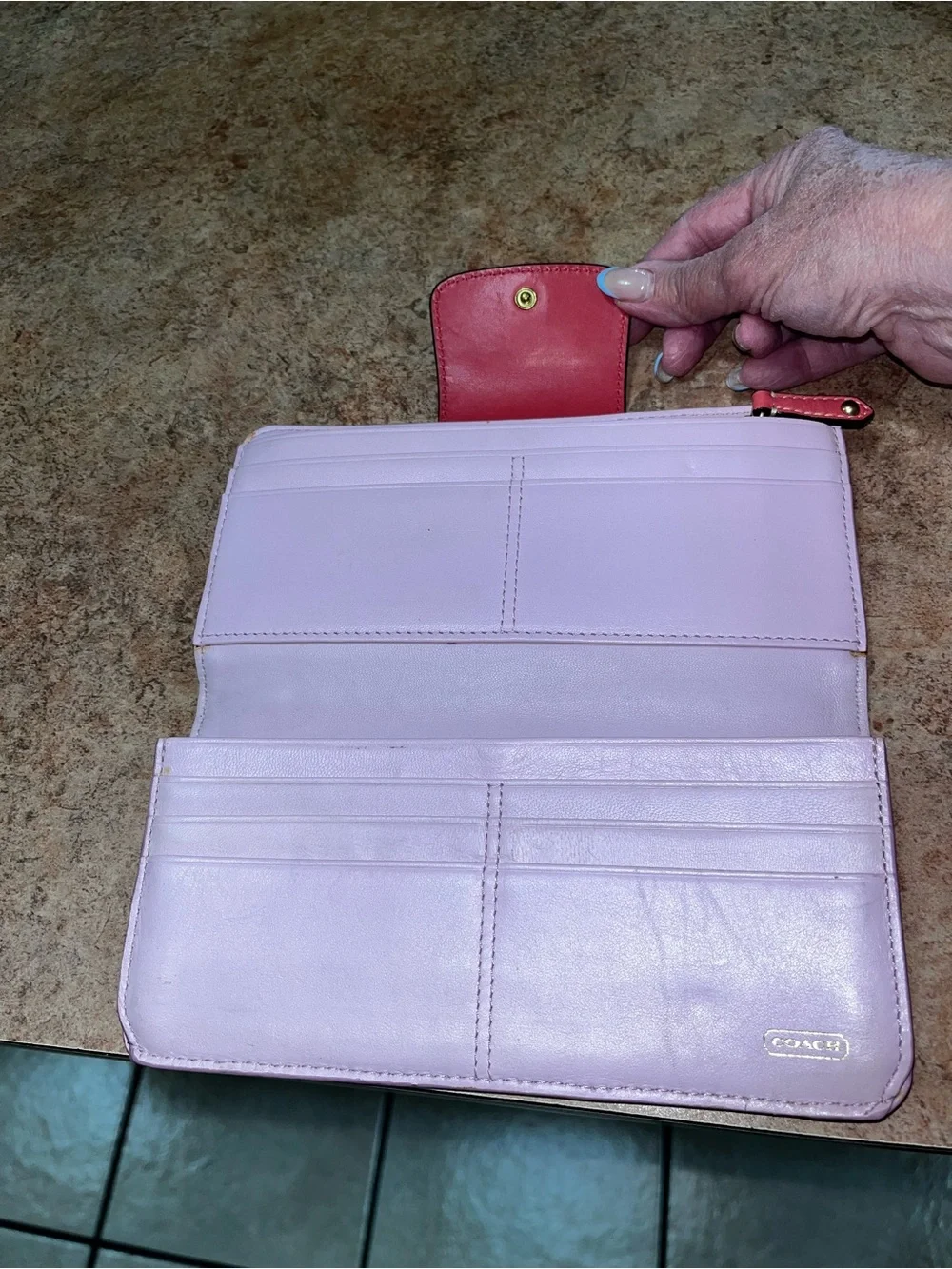 Coach Coral Signature Accordion Wallet